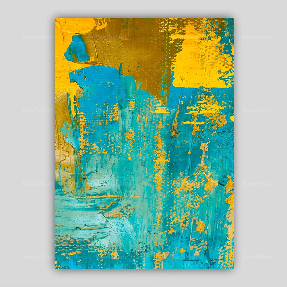 المطبوعات - مطبوعات فنية تجريدية باللونين الأزرق والأصفر من هدية ديكور ملصق الحائط الأصلية
