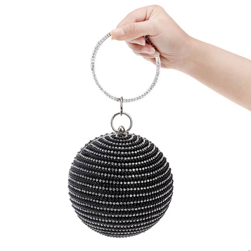 Ball Shaped Women Clutch Diamonds Pearl Handbags With Chain Shoulder Pearl Party Wedding Evening Bags For Lady Purse