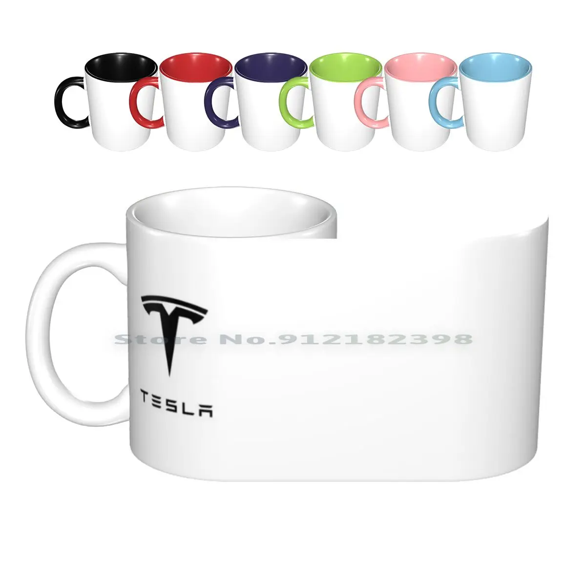 Tazas de cerámica negra con logotipo de Tesla, tazas de café, leche, té, Tesla, Tesla Motors, coche eléctrico, Elon, almizcle, tendencia creativa