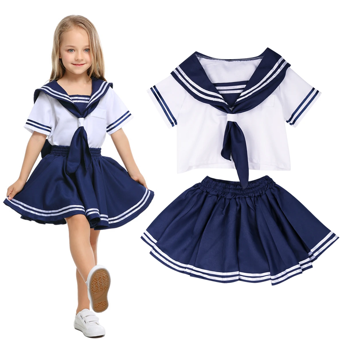 Kids Sailor Navy Costume Children Boys Girls Japanese School Uniform Child Carnival Fancy Dress Suit Cosplay Performance Skirt