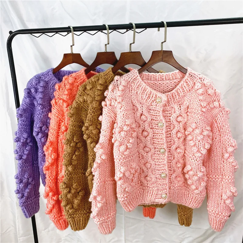 

Women's Sweater Handmade Knit Cardigans Embroidery Floral Hollow Out Knit Beading Winter Coarse Bohemian Casual Holiday Loose