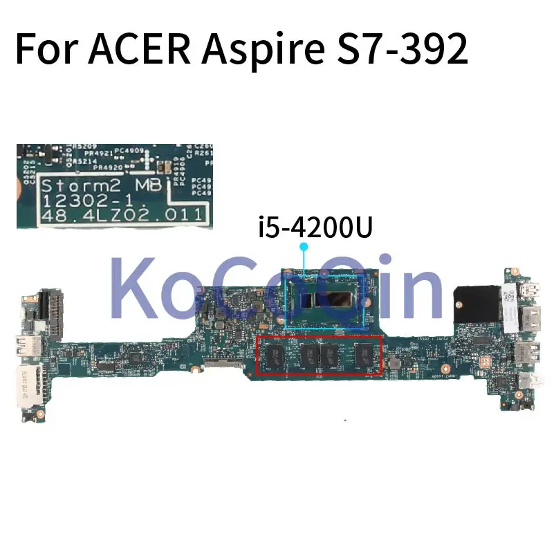 

For ACER Sterm2 S7-392 S7-393 I5-4200U Notebook Mainboard 12302-1 48.4LZ02.011 Laptop Motherboard SR170