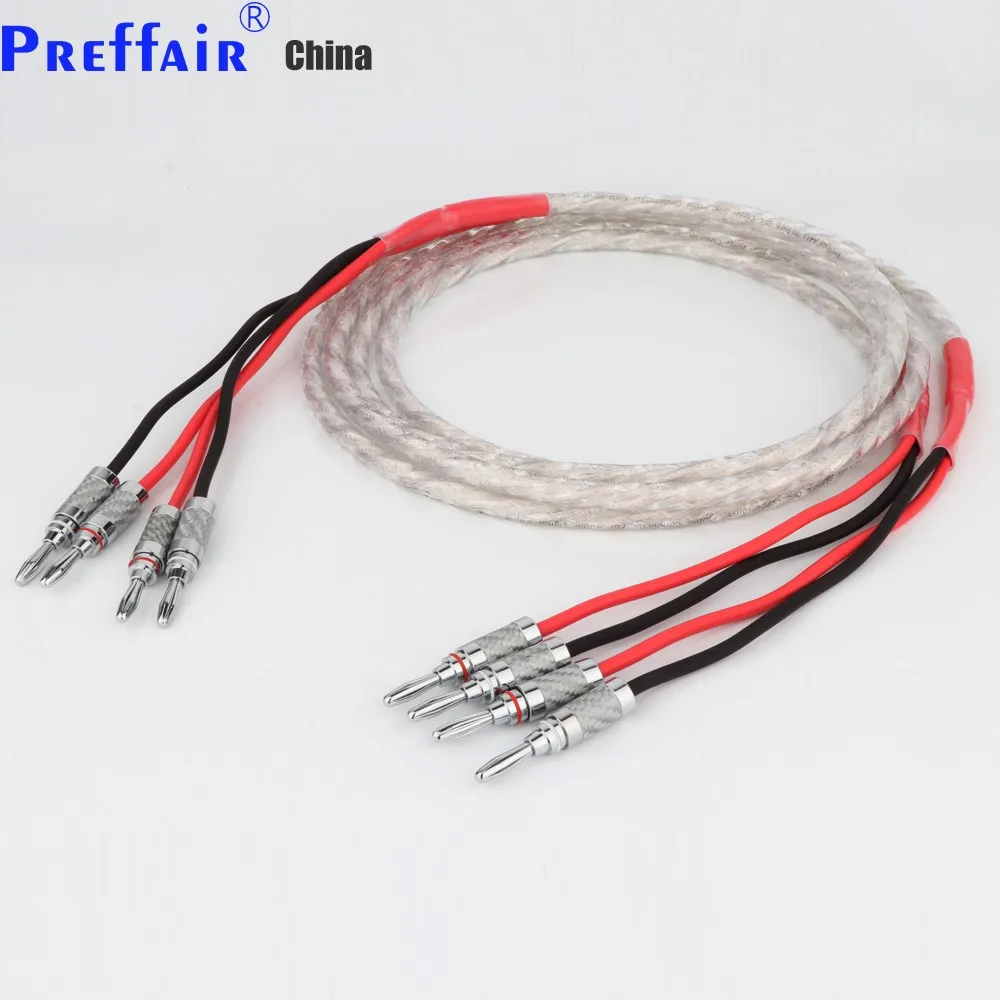 

Preffair 6N OCC Silver Plated HiFi Audio Line Speaker Cable Carbon Fibre Banana Plug Speaker Cable Wire