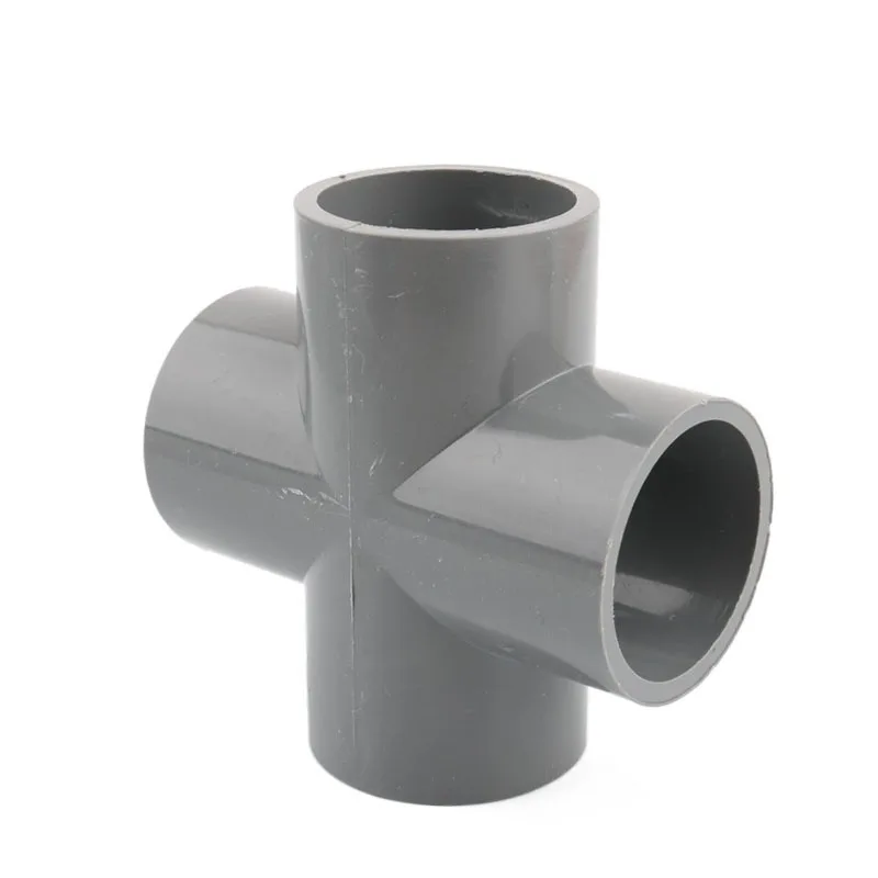 Szary 20/25/32mm rura PVC Adapter prosto kolanko Tee separator w kształcie krzyża złącza rur hydraulicznych 3 4 5 6 sposobów wspólne DIY półka części