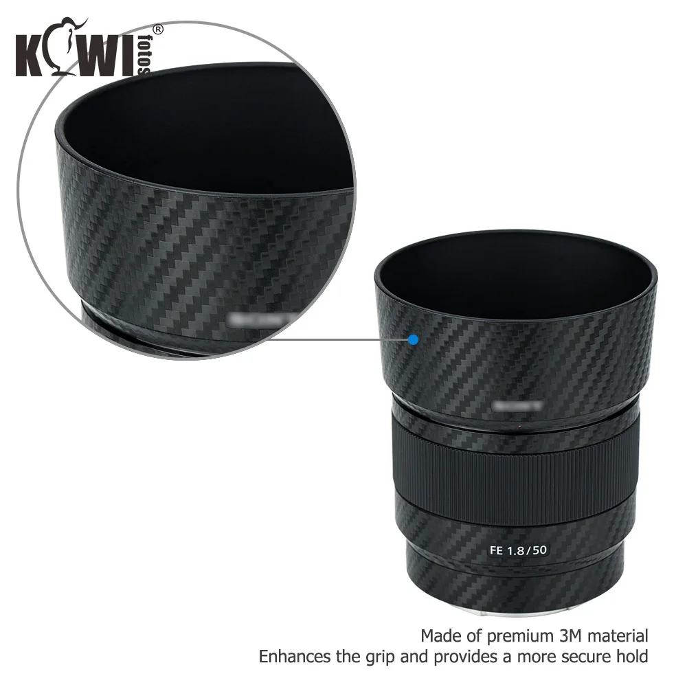 Anti-Scratch คาร์บอนไฟเบอร์ฟิล์มสำหรับ Sony FE 50mm F1.8 (SEL50F18F) เลนส์ ALC-SH146 เลนส์ Anti-SLIDE Skin GUARD 3M สติกเกอร์