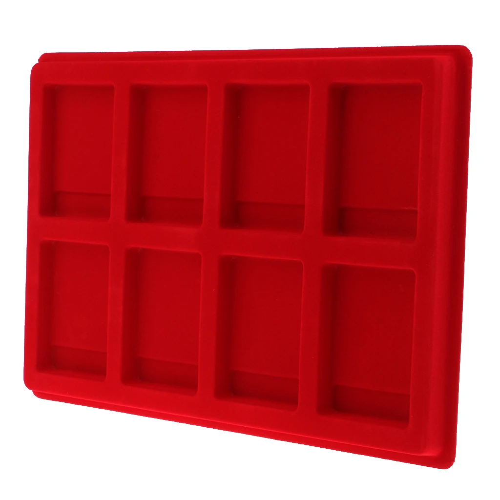 8 Grid Velvet Frame Series Display Tray Coin Holder for  NGC Coin Display Box -Red