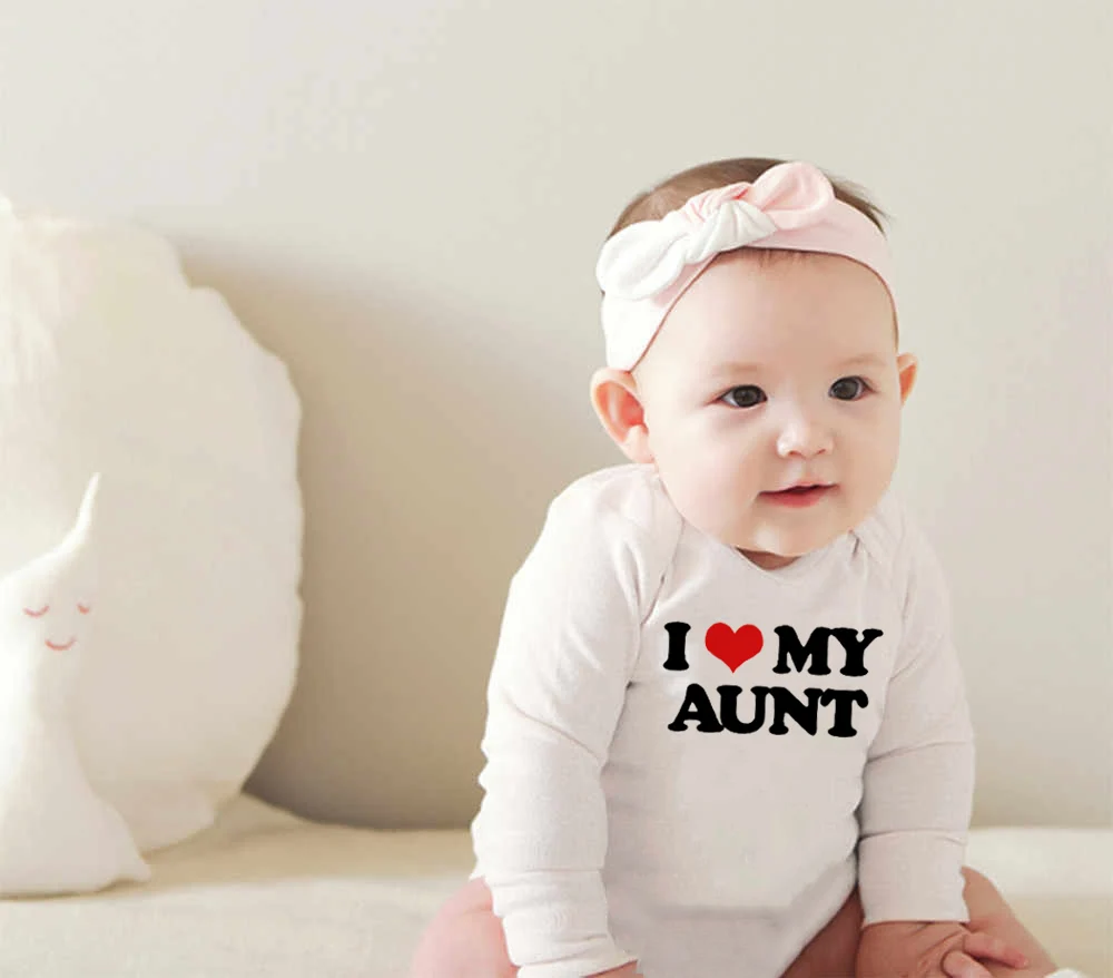 

Newborn Funny Romper I Love My Aunt Print Infant Baby Boys Girls Long Sleeve Jumpsuit Toddler Fashion Soft Playsuit