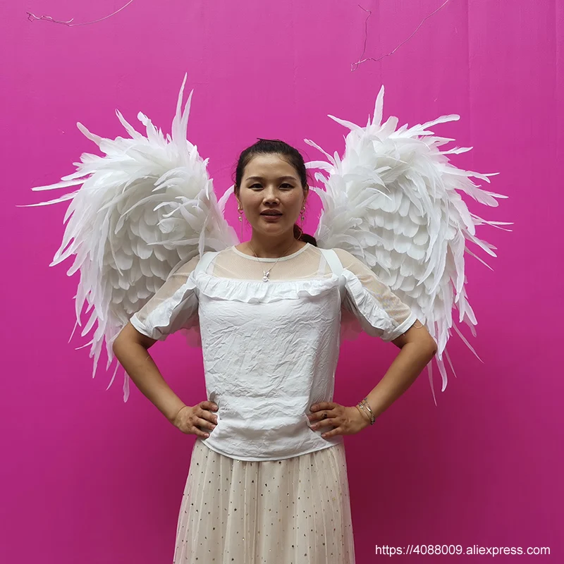 adults white Flexible wings high quality feather decor props fairy wings Party DIY deco props