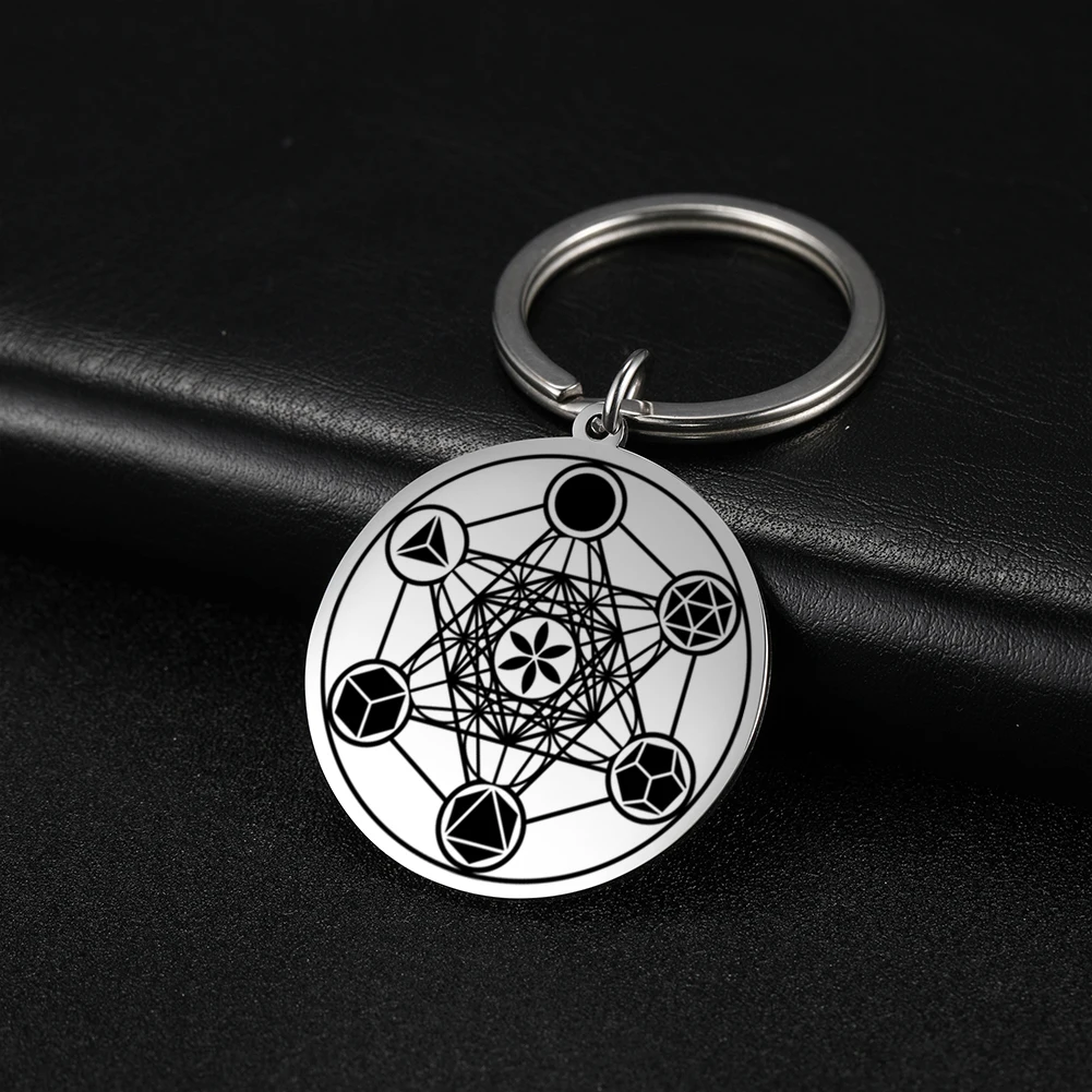 COOLTIME Archangel Metatron Angel of Life Seal Solomon Keyring Talisman Men's Keychain Stainless Steel Jewelry Wholesale