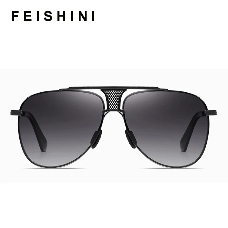 

FEISHINI Celebrity Brand Sunglasses Polarized Mens Original Designer Luxury Metal Fashion Drive Glasses Women UVA Gradient Retro