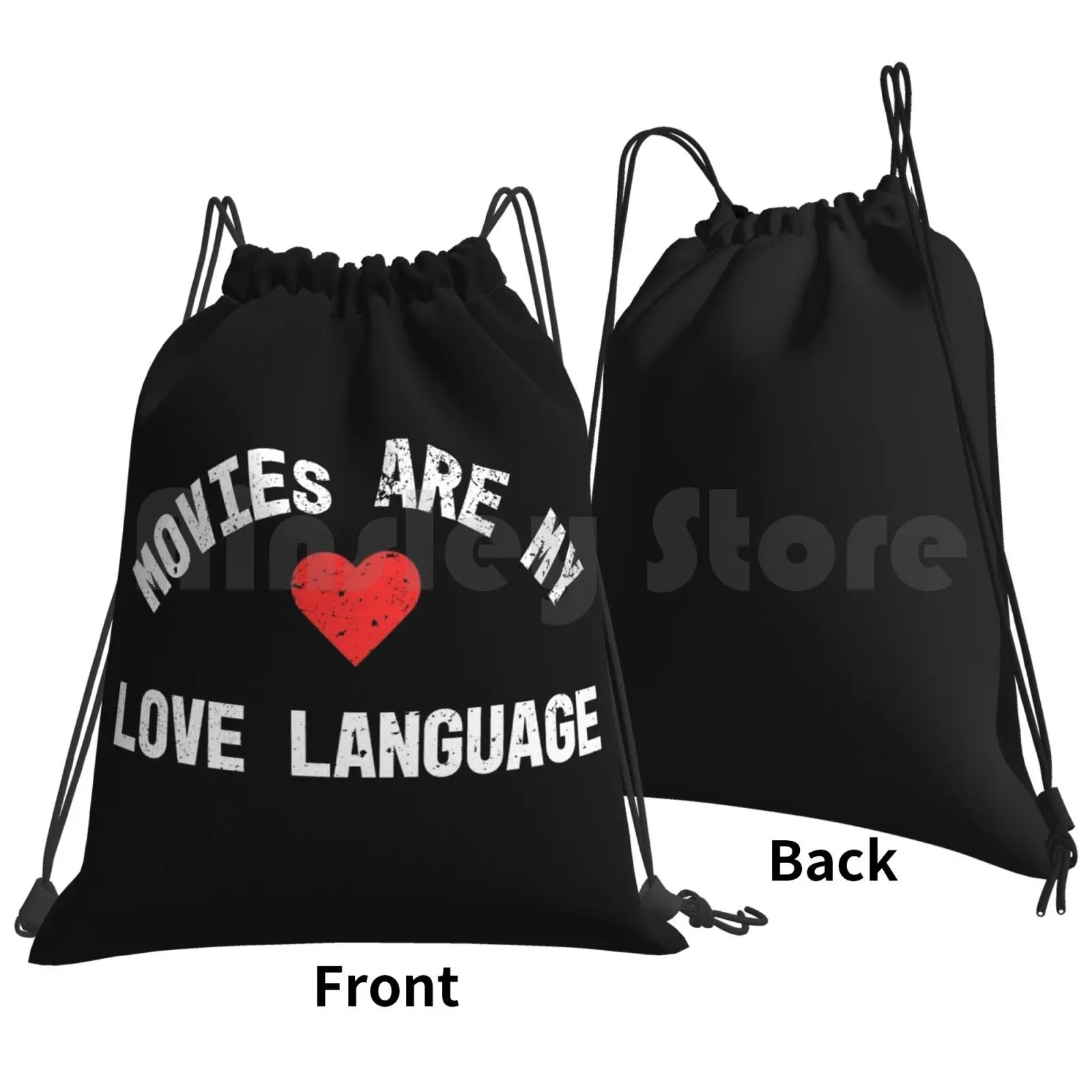 Movies Are My Love Language Backpack Drawstring Bags Gym Bag Waterproof Movies Movies Lover Movies Movies Movies Movies