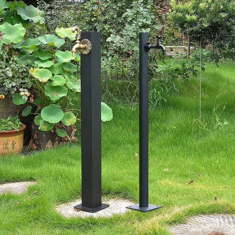 Tuqiu Garden Faucet Stainless Steel Outdoor Faucet Black Outdoor Stand Faucet Outdoor Mixer Column Tap Single Cold