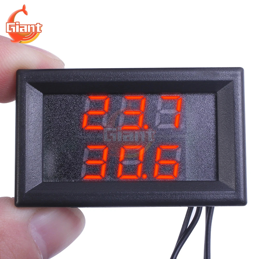 Mini Dual Display Digital Thermometer Dual NTC Waterproof Metal Probe Temperature Sensor Tester for Car Room Indoor DC 4-28V 12V