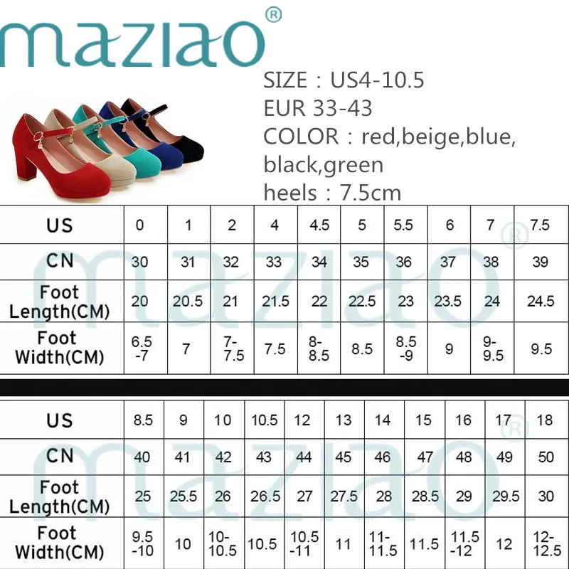 Plus Size 33-43 Fashion Women Mary Jane Ladies High Heels Party Wedding Shoes Thick Heel Pumps Lady Footwear Casual Shoes MAZIAO