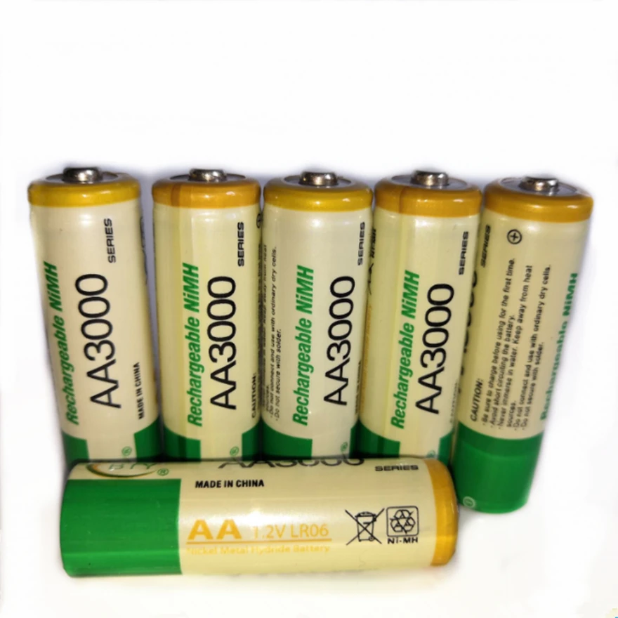 

6pcs/lot 1.2V AA Rechargeable Battery High Power High Density 3000mAh AA Rechargeable NiMH Battery for Children Toy Battery