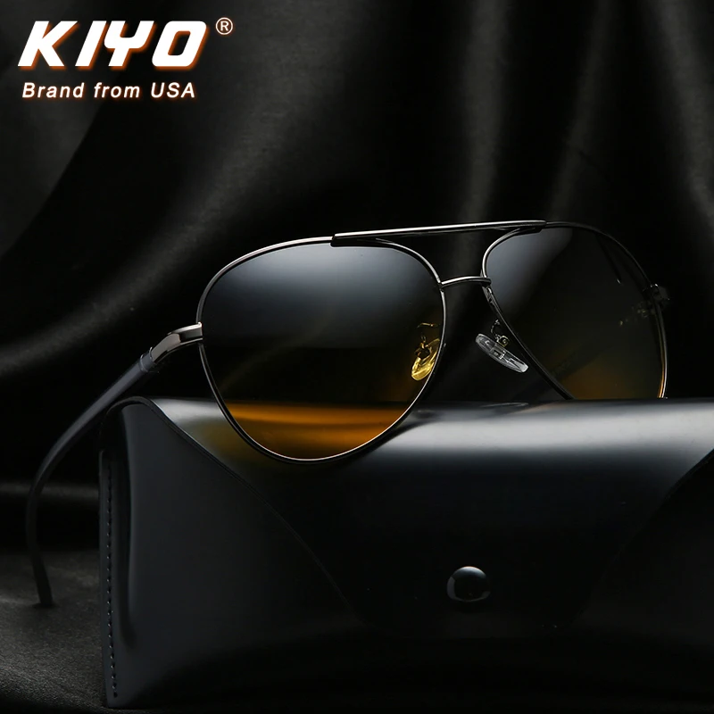 KIYO Brand 2020 New Men Oval Polarized Day and Night Sunglasses Aluminum and Magnesium Classic UV400 Driving Eyewear R2150