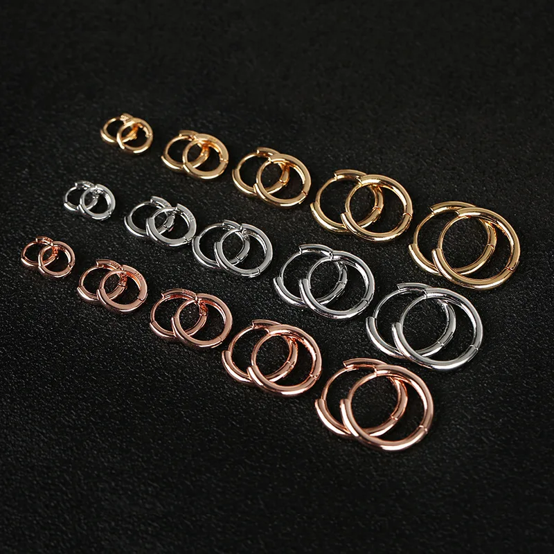 Glossy Metal Minimal Hoop Earrings Rose Gold Color Cartilage Earrings Piercing Trendy Small Tiny Huggies for Women Female Hoops