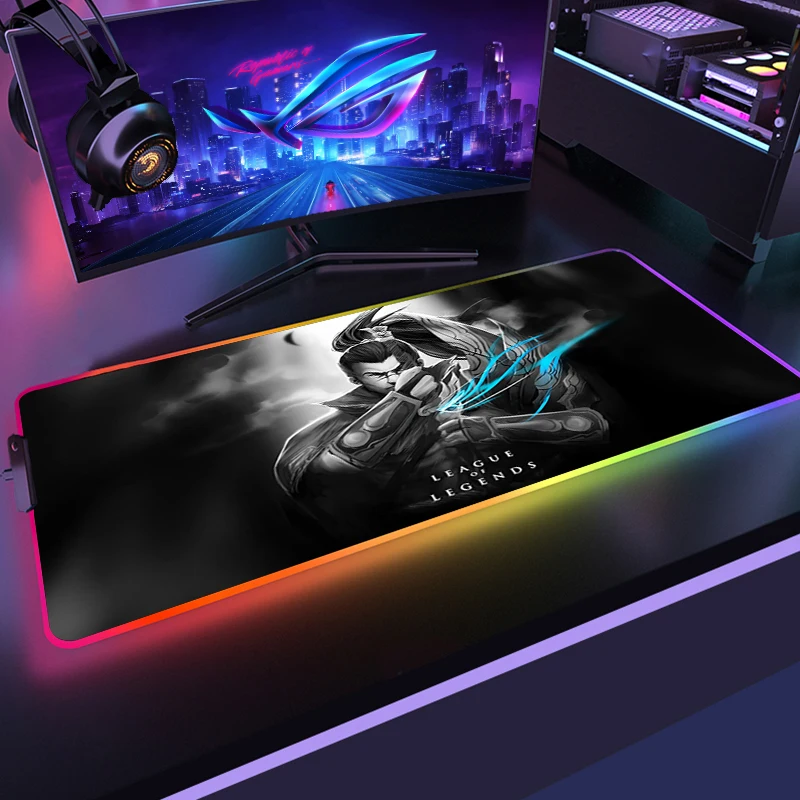 

League of Legends Anime Mouse Pad RGB Keyboard Mousepad Xxl Pc Gaming Rubber Mat LED Computer Desk Mause Ped Mice Keyboards Rug