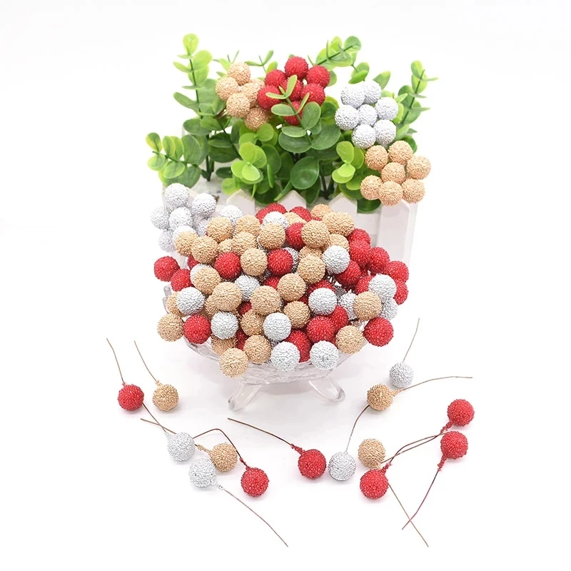 Künstliche Schaum Staubblatt Obst Berry Gold Silber Rote kirsche perlglanz staubblatt hochzeit Weihnachten decor DIY geschenk box Kränze – Detail 19