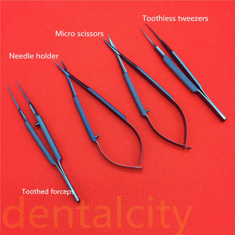 

Titanium Tlloy Surgical Instruments Ophthalmic Microsurgical Dental Instruments Needle Holders + 11.5cm Scissors +Tweezers