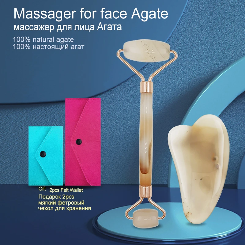 غوا شا الغواش مكشطة اليشم الأسطوانة Agat مجموعة تدليك الوجه الجسم الرقبة رفع تشديد التخسيس مدلك للوجه