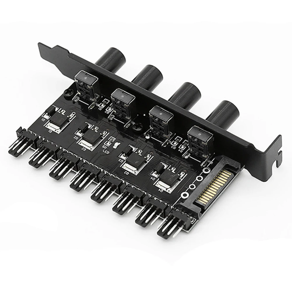 12V Practical Splitter 4D SATA Power Supply Universal 4Pin 3Pin 1 To 3 8 Way Speed Controller Adapter Cooling Fan Hub PC Case