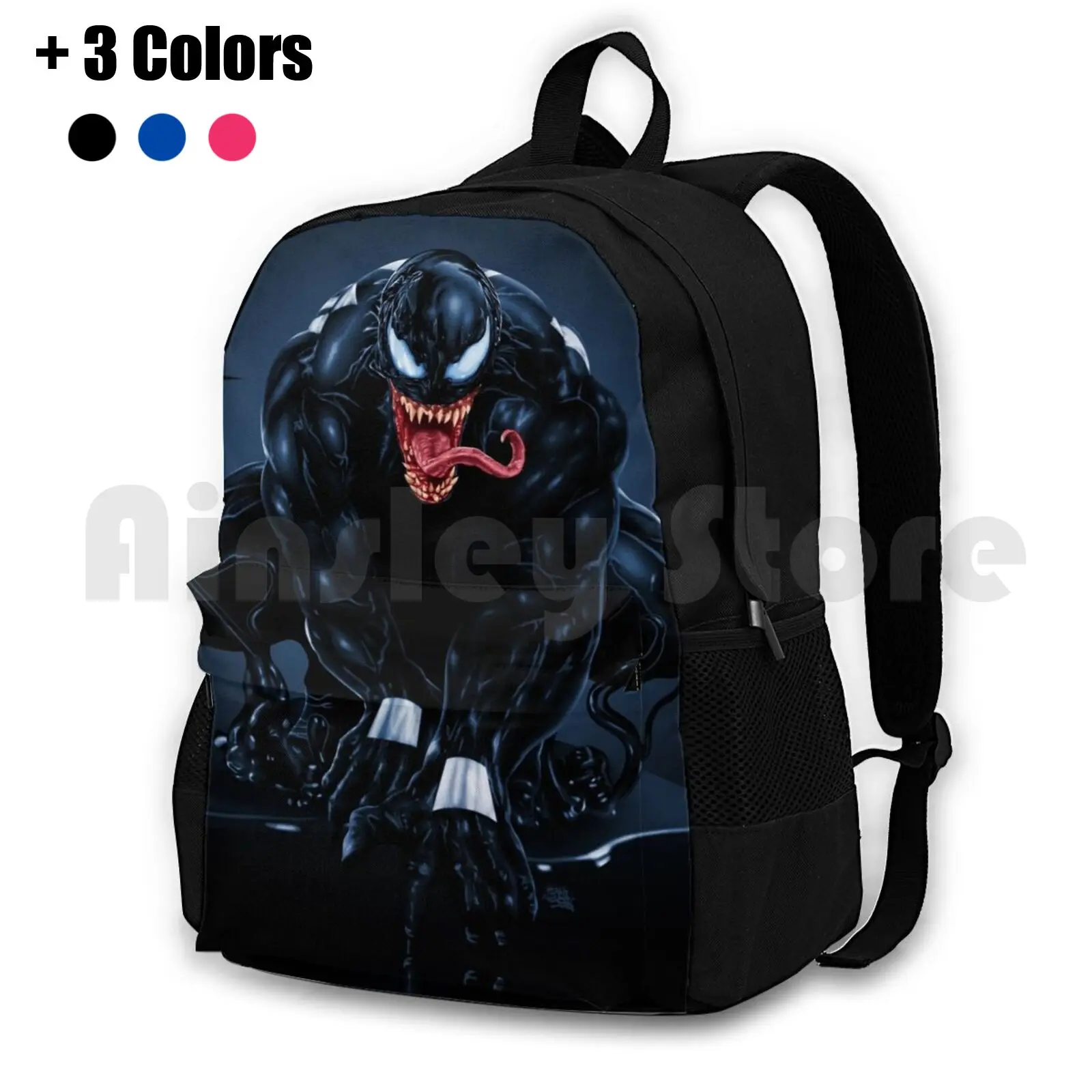 Symbiote Madness Outdoor Hiking Backpack Waterproof Camping Travel Superhero Comic Books Miami Kaos