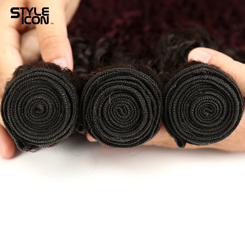 Malaysian Curly Human Hair Bundles Ombre T1B/30  T1B/27 T1B/99J Kinky Curly Hair Weaving  Remy Hair Wave Afro Kinky Curly