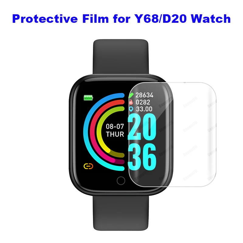 Y68 d20スマートウォッチ用のオリジナルシリコンストラップ,交換用ストラップ,y68スマートウォッチ用のスクリーン保護フィルム