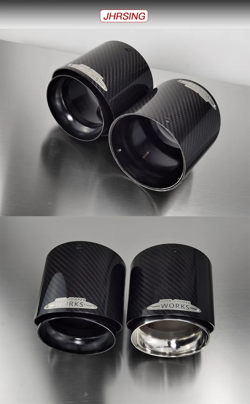 1 Stück Hochwertige Schwarze Carbon-Faser 95mm Einlass-Auspuffblenden für Mini Cooper F60 JCW Countryman Modellautos – Detail 5