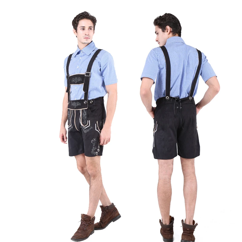 Nieuwe Mannen Carnaval Oktoberfest Kostuum Beierse Overhemd Kunstleer Clubs Barman Cosplay Fancy Party Dress