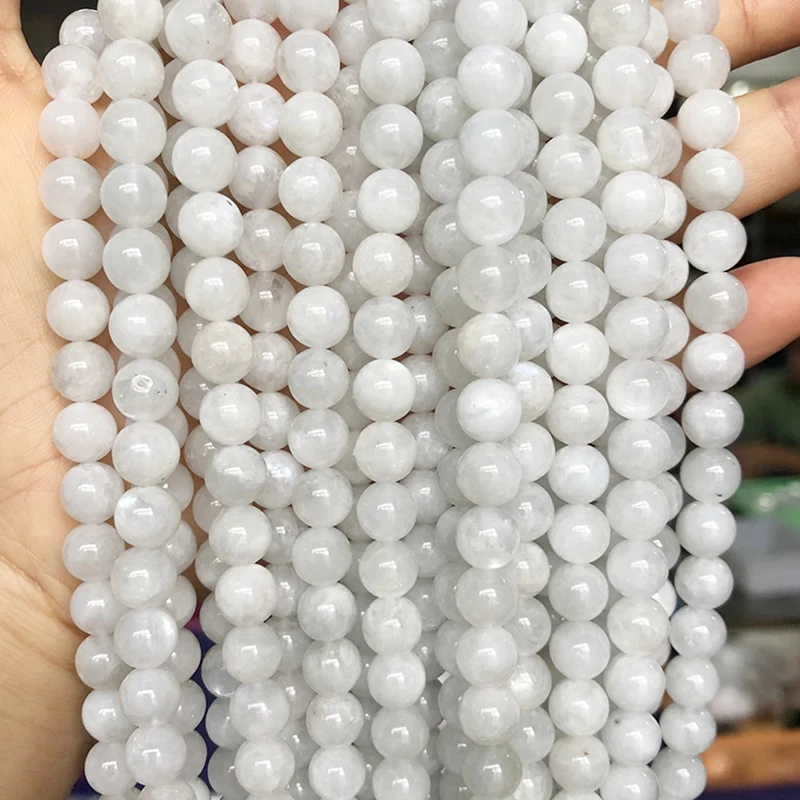 Natural Stone Moonstone Beads Round Smooth Loose Beads 15\'\'Strand 6/8/10mm For Jewelry Making DIY Bracelet Pendant Necklace
