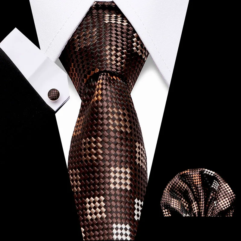 New Design Tie Set Jacquard Woven gravata Silk Tie Hanky Cufflinks Necktie Sets Fit Wedding Business Group