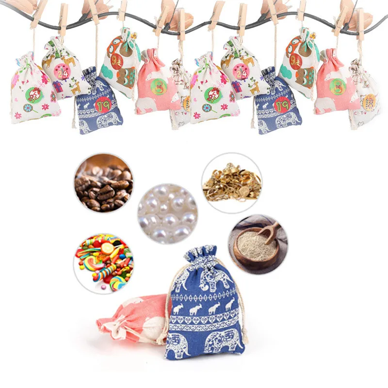 24Pcs/Set Merry Christmas Advent Calendar Number Paper StickerChristmas DIY Gift BagsCookieCandy Seal Stickers Xmas Decoration