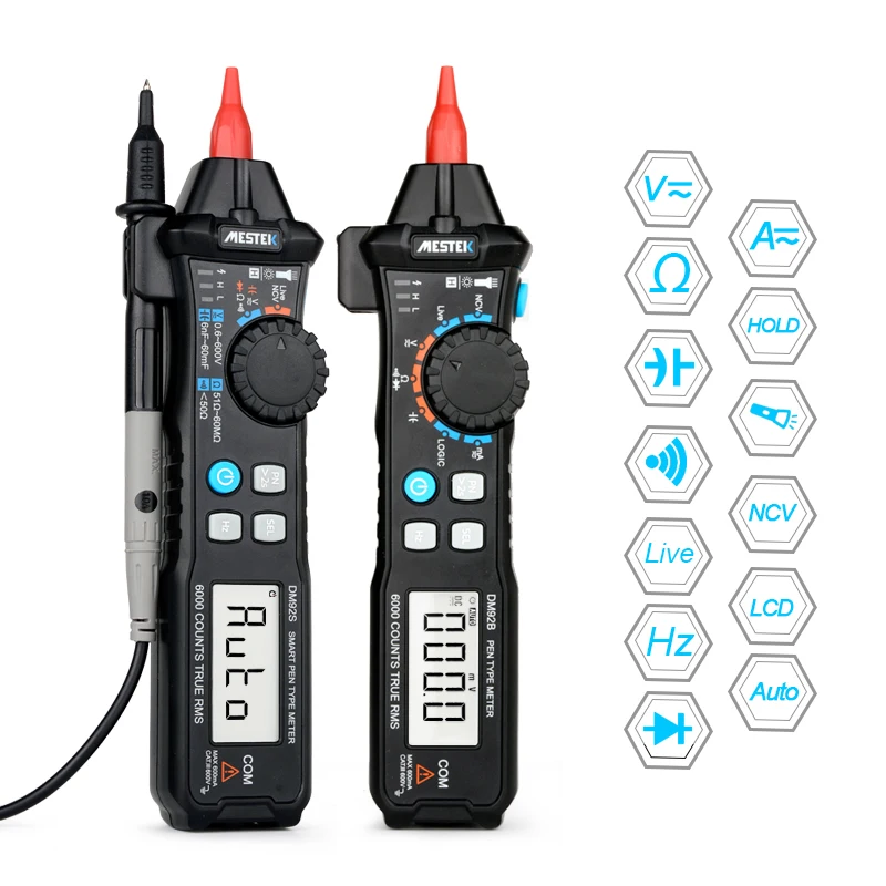 DM92S/DM92B Digital Multimeter No-Contact Pen Type Meter 6000 Counts Auto Range/Smart NCV Test DC/AC Voltage True-RMS Multimeter