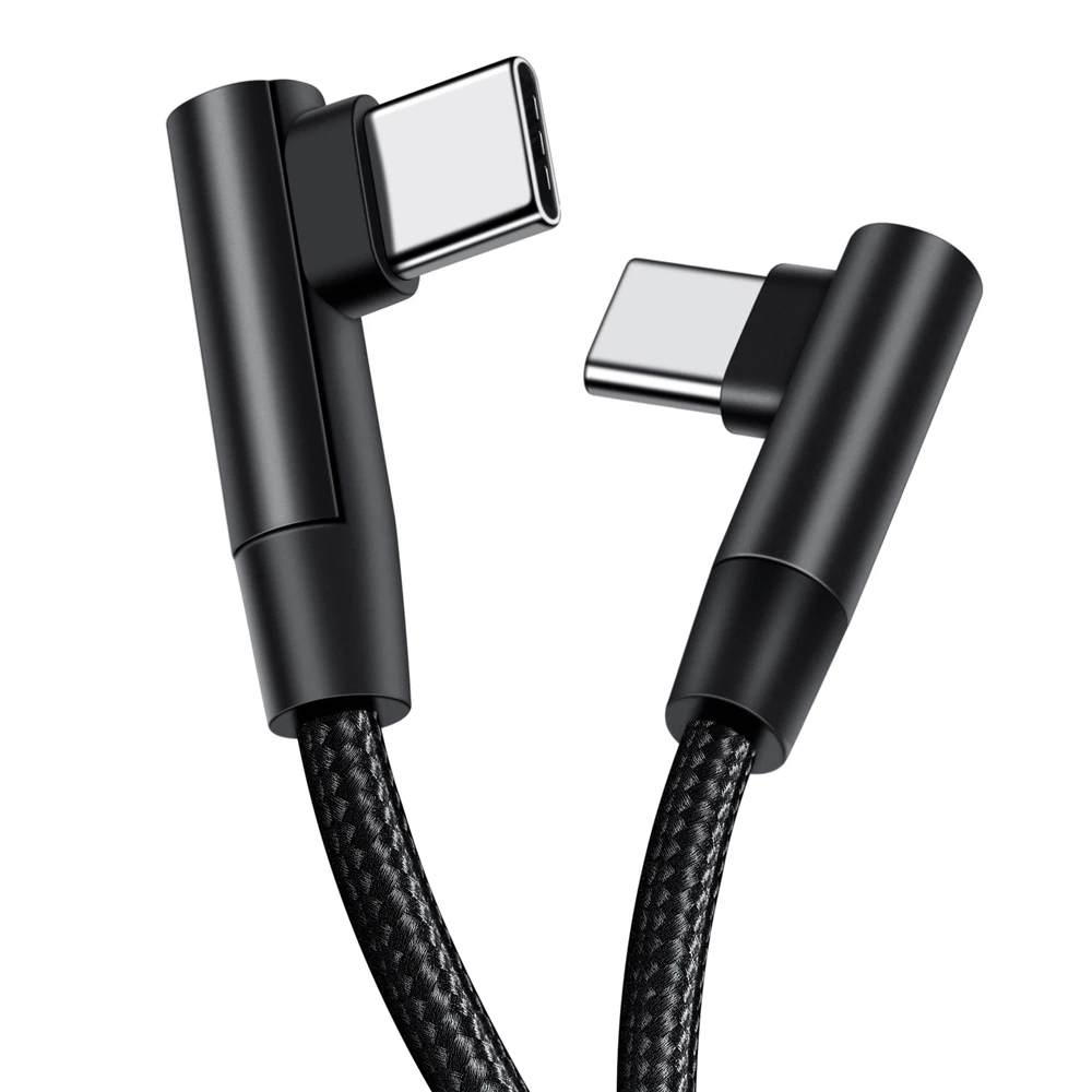 Trenza 0,25/0,5/1/2/3 m 3A cargador rápido 90 grados USB tipo C a USB C Cable PD para iPhone 15 16 Samsung Xiaomi Macbook