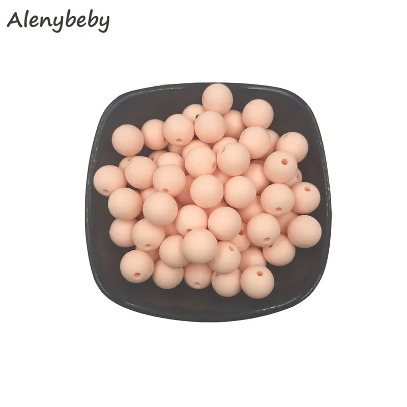 

Light Pink Color Food Grade Silicone Round Bead 12/15mm Baby Teether Necklace Toy DIY Pacifier Chain Care Baby Teether Product