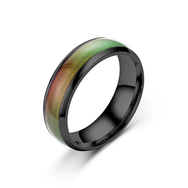 Stainless Steel Ring for Men Women Changing Color Mood Ring Temperature Sensitive Glazed Seven-Color Ring Couple Jewelry