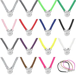 Newest Colorful Snap Jewelry PU Leather 18mm Snap Button Necklace for Women Magnet Clasp Snap Pendant Necklace Love Gift