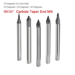 Tungsten Solid Carbide Taper End Mill Angular CNC Machning Milling Cutter Metal Router Bit 5 15 20 10 30 Degree HRC60 2 Flute