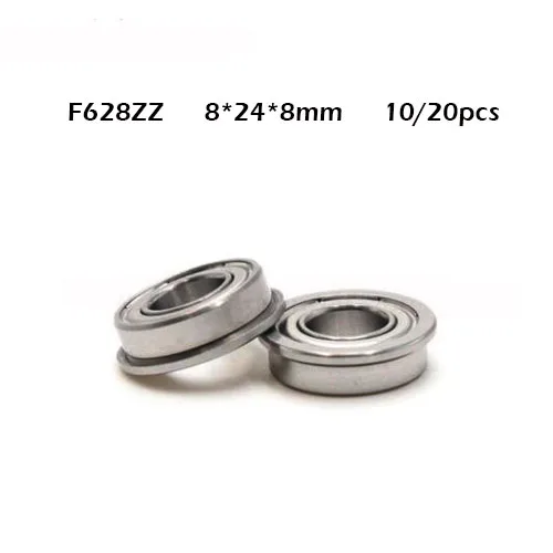 High quality 10/20PCS ABEC-1 F628ZZ F628-2Z 8x24x8 mm F628 ZZ F628Z Metal Shielded flanged Bearing Ball Bearings for 3D printer