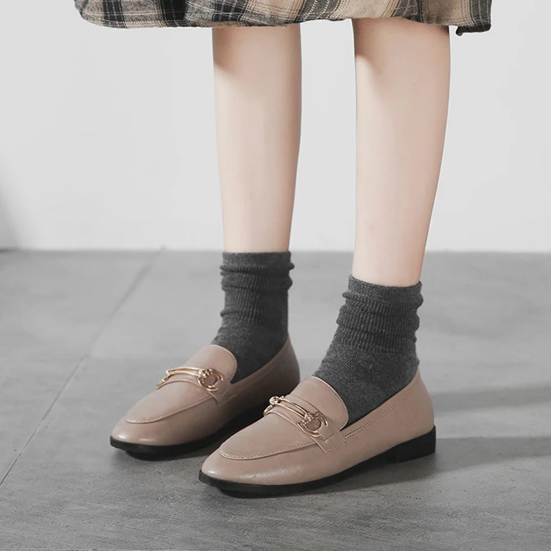 Spring Designer Shoes Woman Quality Leather Slip on Flats Shoes for Women Loafers Ladies Shoe Zapatos De Mujer Plus Size 44