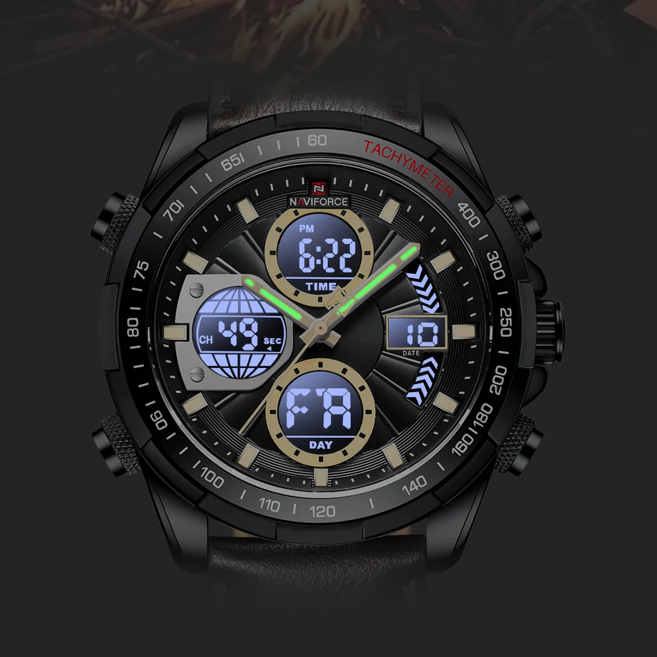 NAVIFORCE High Quality Watches for Men Luxury Big Dial Digit Quartz Watch Military Waterproof Double Display Clock Male