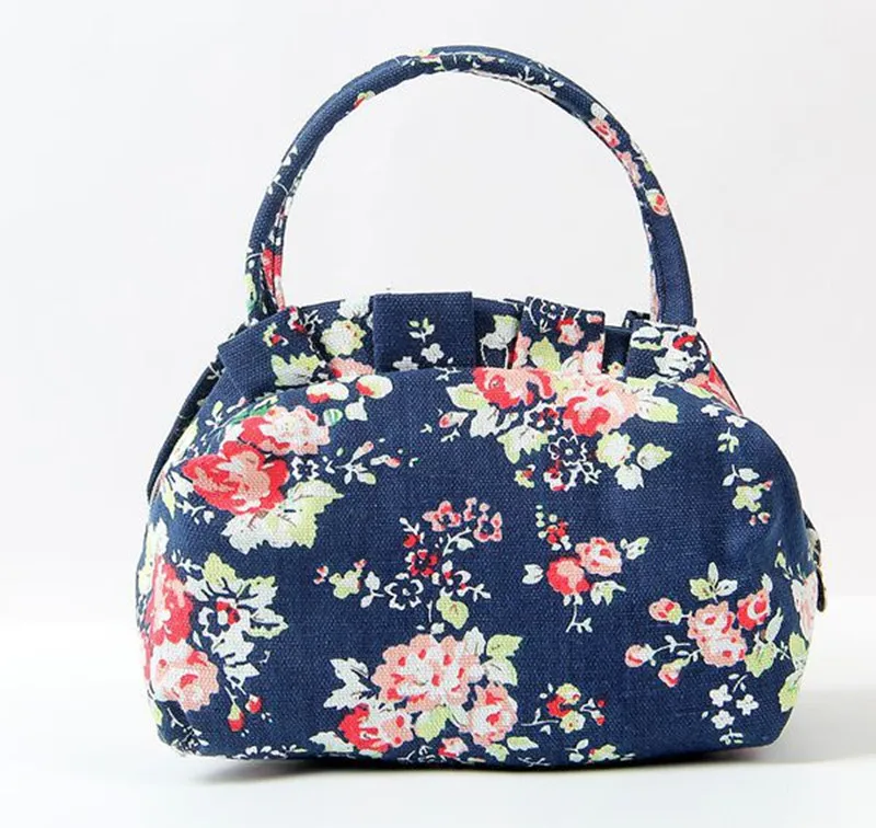 Bolso de mano de lona con estampado Floral para mujer, bolsa de mano pequeña y bonita, de uso diario, para compras