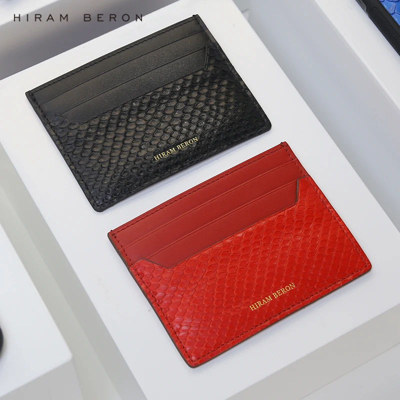 Hiram Beron Python Skin Credit Card Holder Leather Products Snake Wallet Black Red Color Gift for Men Husband Dropship