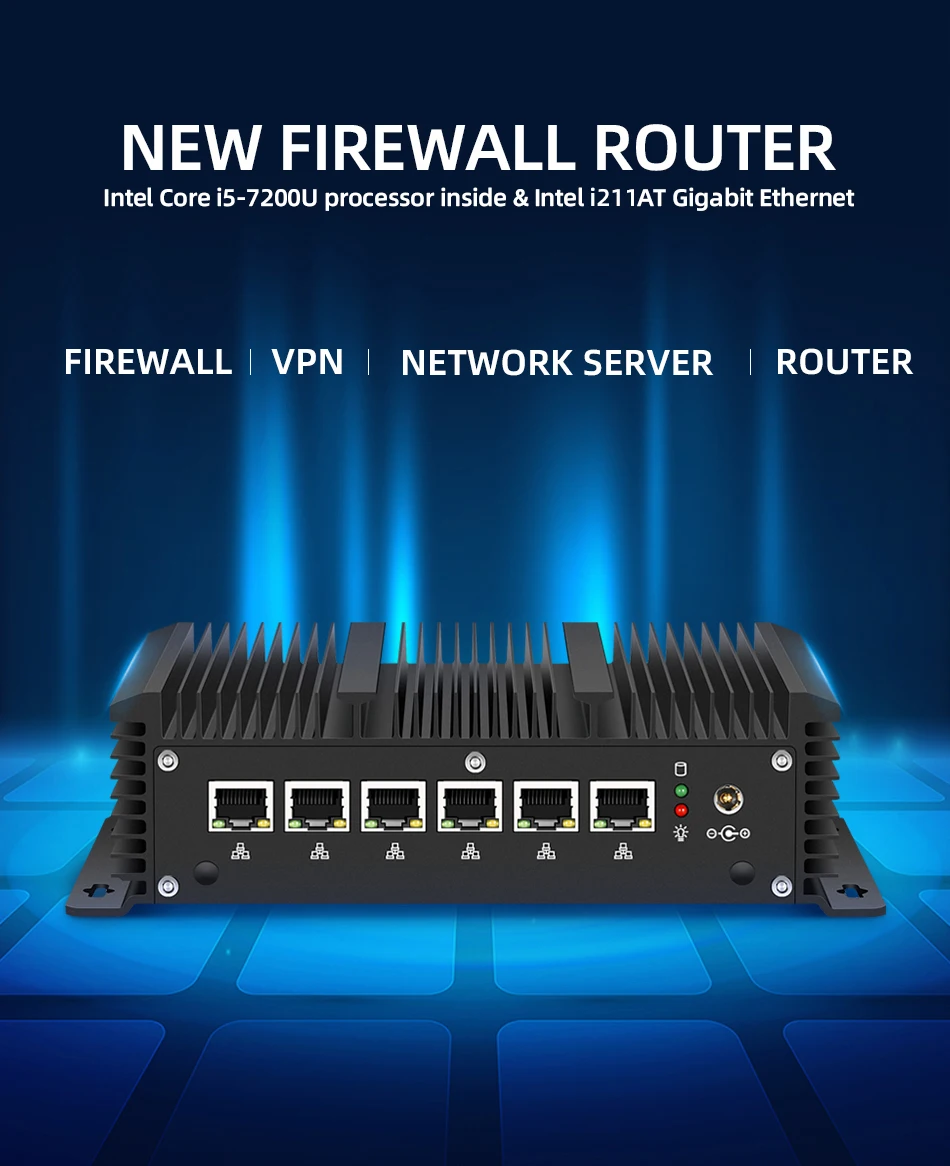 Прибор Firewall Мини-ПК Intel Core i3-8145U i5-8350U 6x 2.5G Ethernet RS232 WAN/LAN Маршрутизатор Pfsense OpenWrt Windows Linux