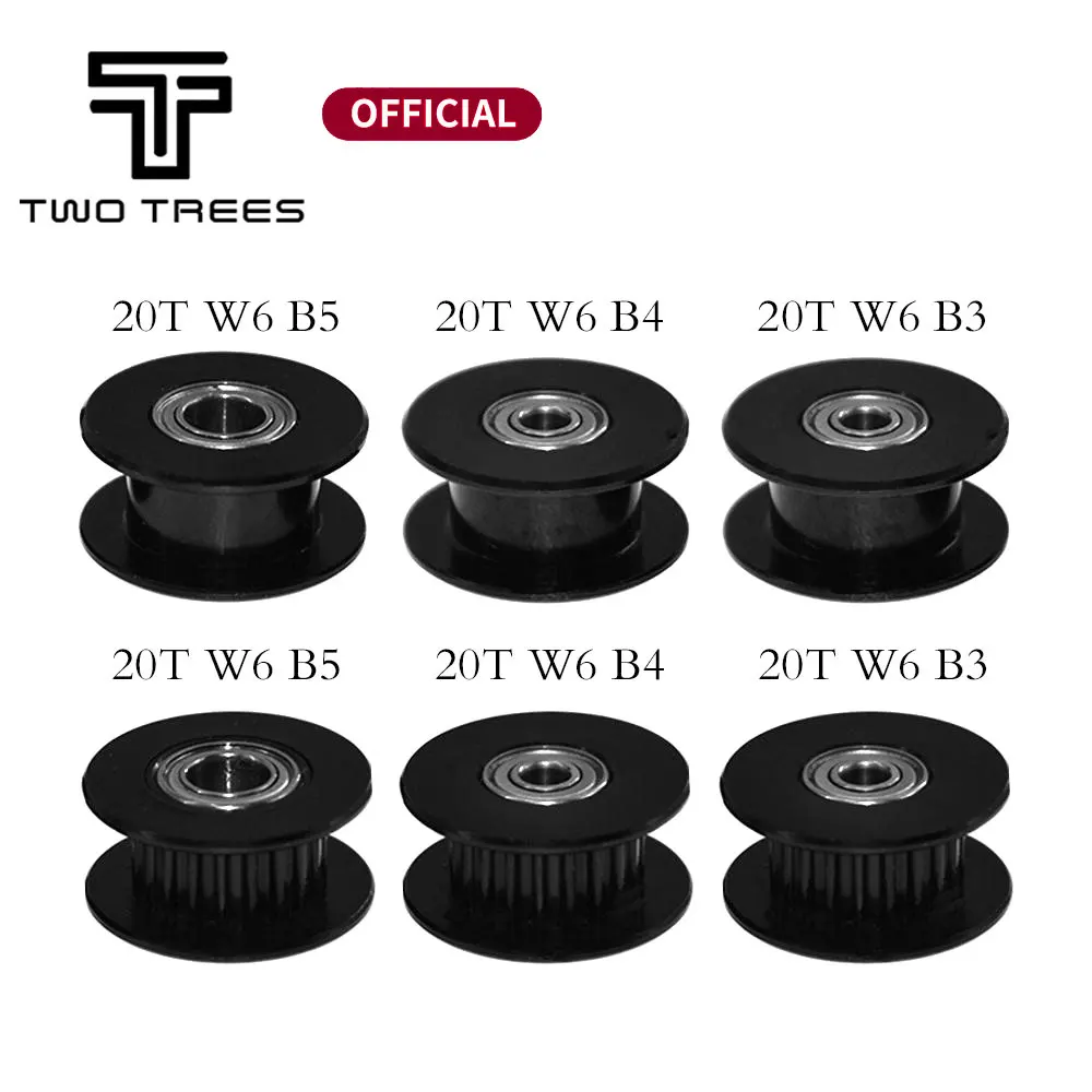 

2GT 20 Teeth Idler Pulley black color Bore 3mm 4mm & Width 6mm with teeth or without teeth for GT2 Timing belt synchronous Wheel