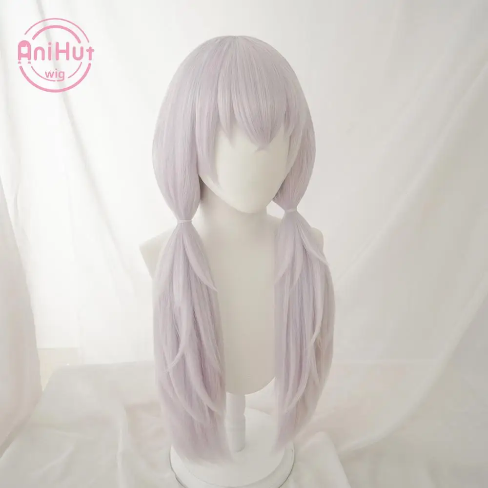 【Anihut】Laffey Cosplay Wig Two Version Game Azur Lane Light Purple Heat Resistant Synthetic Hair Laffey Cosplay