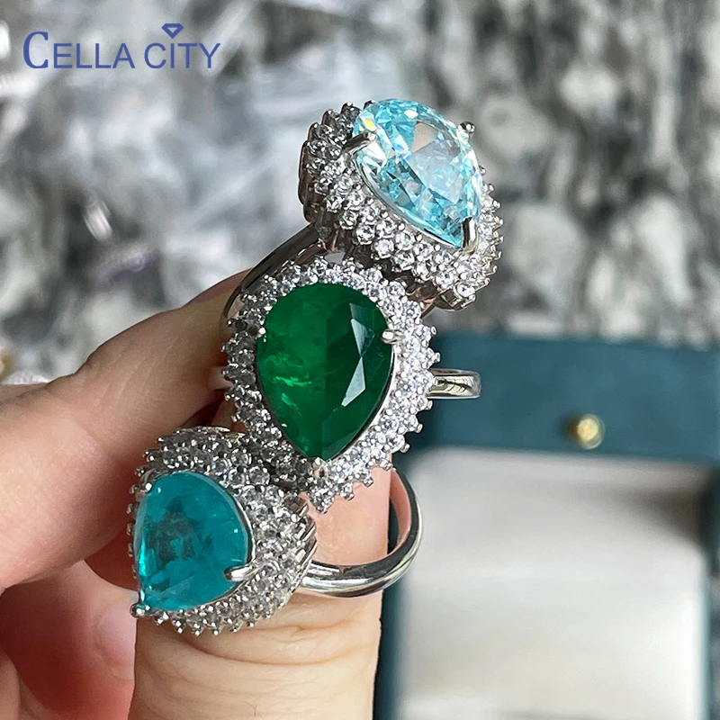 Cellacity Vintage Women\'s Silver Ring With 10*14mm Water Drop Shape Gemstones 5a Zircon Wedding Party Wholesale Gift Size 6-10