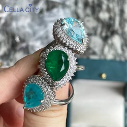 Cellacity Vintage Women's Silver Ring With 10*14mm Water Drop Shape Gemstones 5a Zircon Wedding Party Wholesale Gift Size 6-10